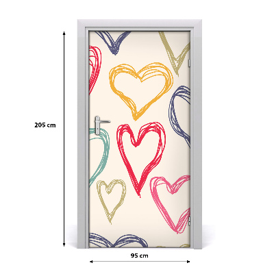 Self-adhesive door sticker Colorful hearts