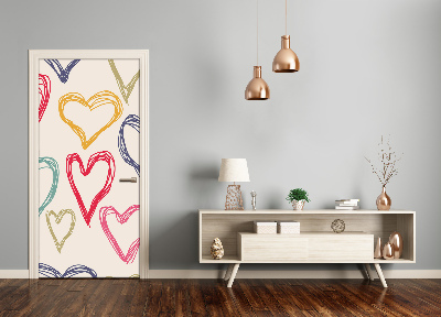 Self-adhesive door sticker Colorful hearts