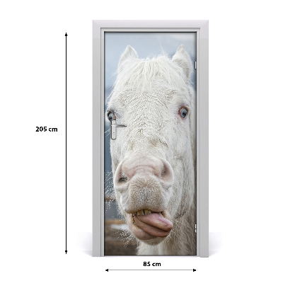 Self-adhesive door sticker Crazy white horse