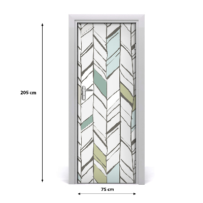 Door wallpaper Herringbone pattern