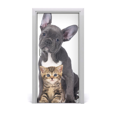 Self-adhesive door sticker Wall dog and cat