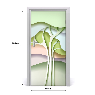 Self-adhesive door sticker Abstract tree