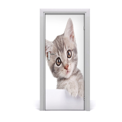 Self-adhesive door sticker Wall gray cat