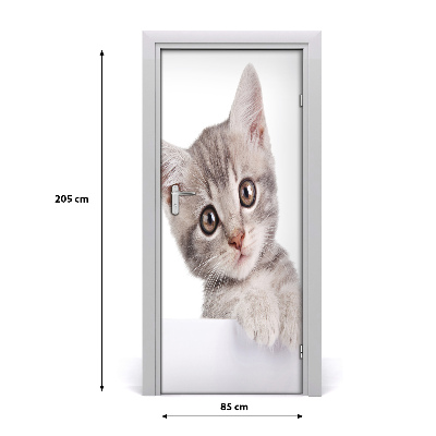 Self-adhesive door sticker Wall gray cat