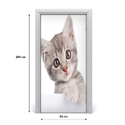 Self-adhesive door sticker Wall gray cat