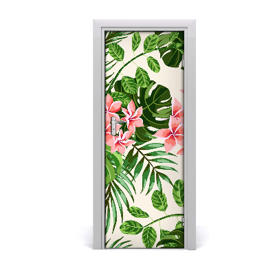 Self-adhesive door veneer Hawaiian flowers