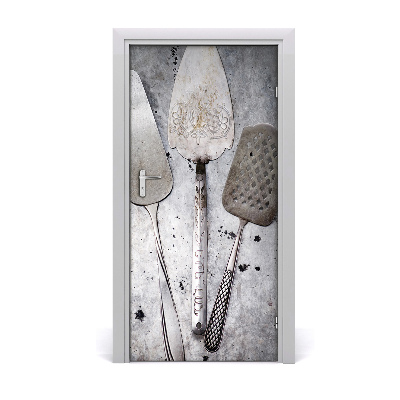 Self-adhesive door wallpaper Metal cutlery