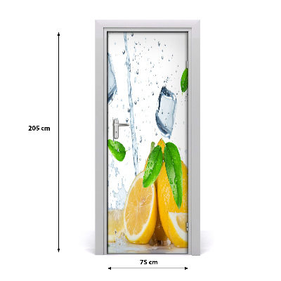 Self-adhesive door sticker Lemon and ice