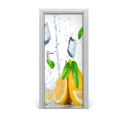 Self-adhesive door sticker Lemon and ice