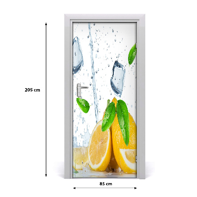 Self-adhesive door sticker Lemon and ice