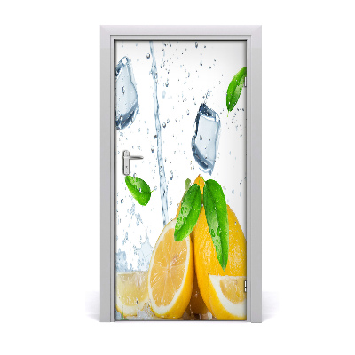 Self-adhesive door sticker Lemon and ice