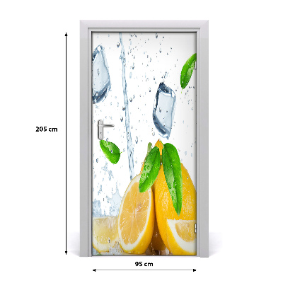 Self-adhesive door sticker Lemon and ice