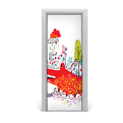 Self-adhesive door sticker Crocodile wall