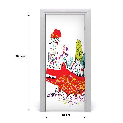 Self-adhesive door sticker Crocodile wall