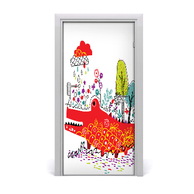 Self-adhesive door sticker Crocodile wall