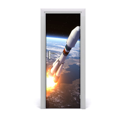 Self-adhesive door wallpaper Space rocket