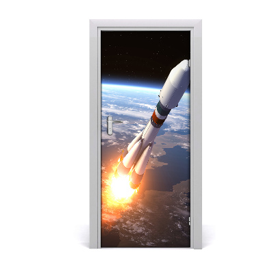 Self-adhesive door wallpaper Space rocket