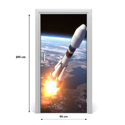 Self-adhesive door wallpaper Space rocket