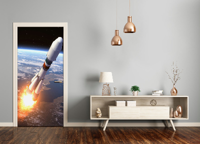 Self-adhesive door wallpaper Space rocket