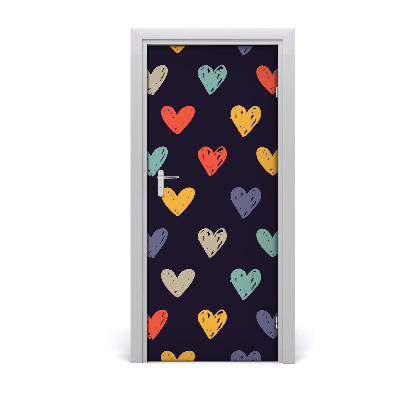 Self-adhesive door sticker Colorful hearts