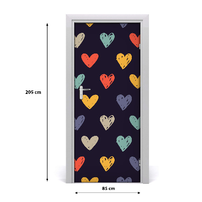 Self-adhesive door sticker Colorful hearts