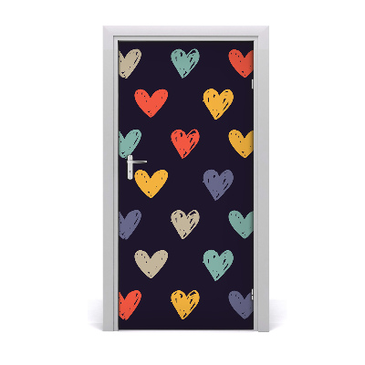 Self-adhesive door sticker Colorful hearts