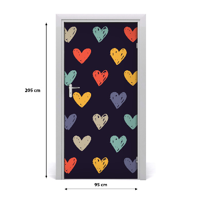 Self-adhesive door sticker Colorful hearts