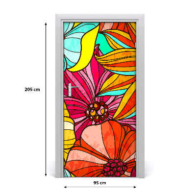 Self-adhesive door veneer Colorful flowers