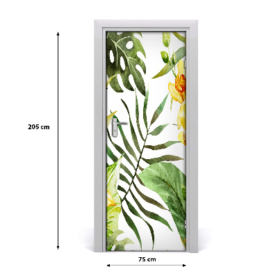 Self-adhesive door sticker Tropical flowers