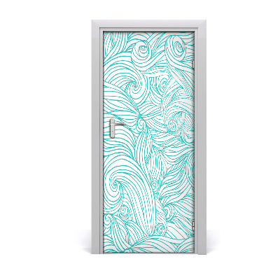 Door wallpaper Blue waves