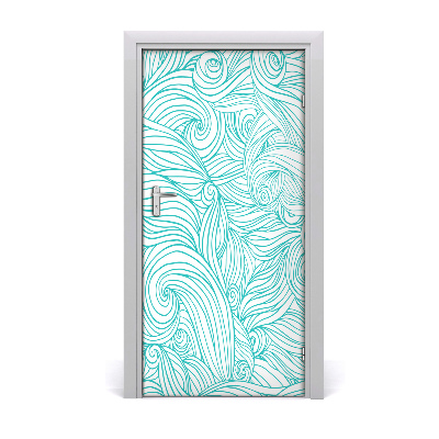 Door wallpaper Blue waves