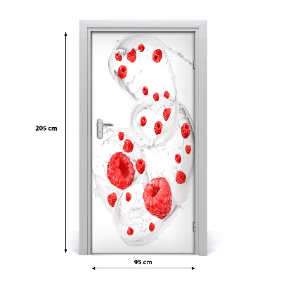 Self-adhesive door sticker Milk and raspberries