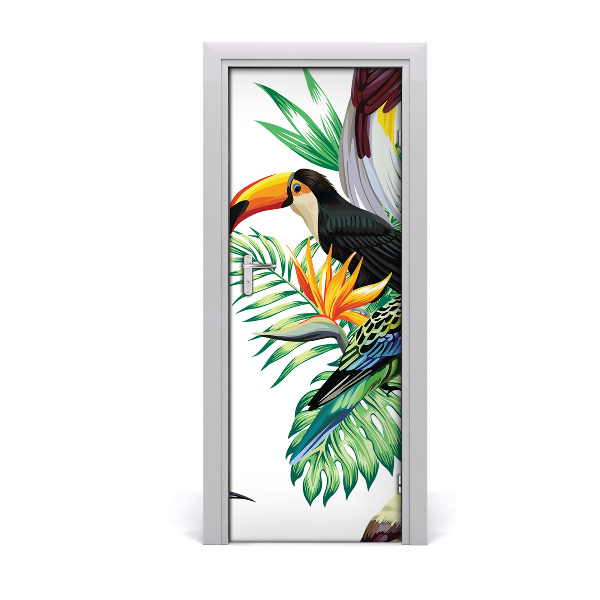 Self-adhesive door sticker Tropical birds