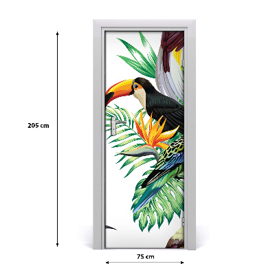 Self-adhesive door sticker Tropical birds