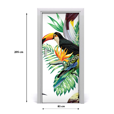 Self-adhesive door sticker Tropical birds