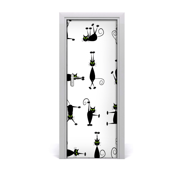 Self-adhesive door sticker Cats wall