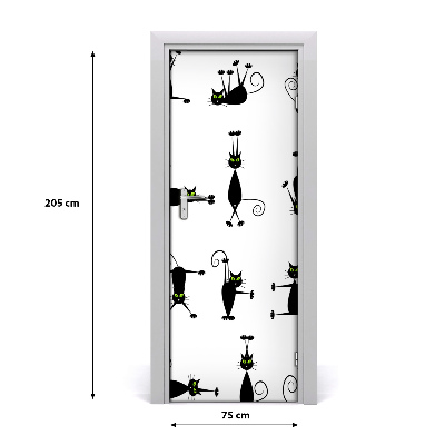 Self-adhesive door sticker Cats wall