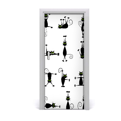 Self-adhesive door sticker Cats wall