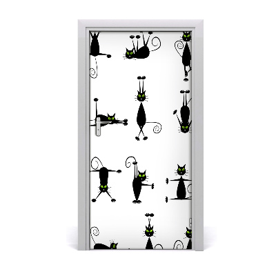 Self-adhesive door sticker Cats wall