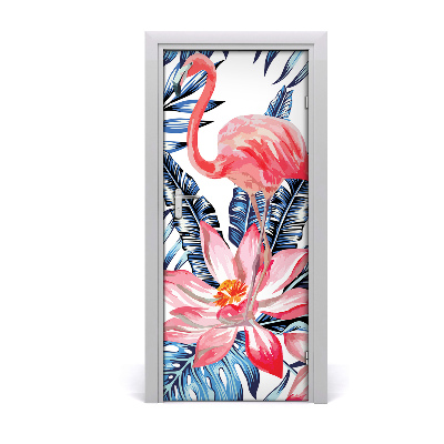 Self-adhesive door veneer Hawaiian flowers