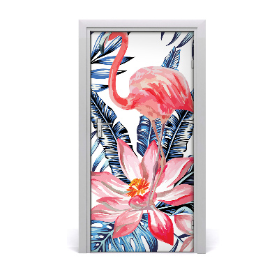 Self-adhesive door veneer Hawaiian flowers