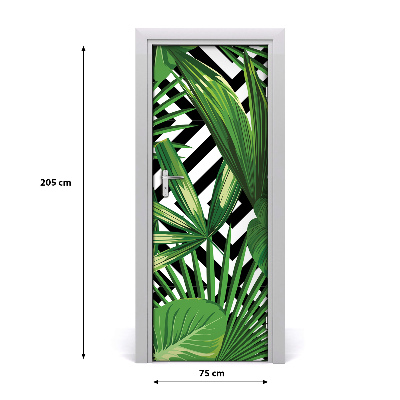 Self-adhesive door veneer Tropical leaves