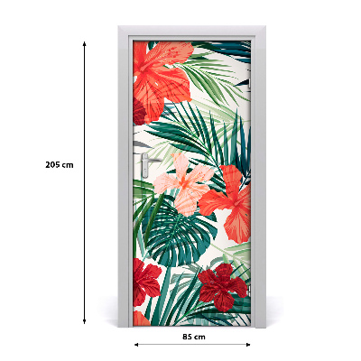 Self-adhesive door veneer Hawaiian flowers