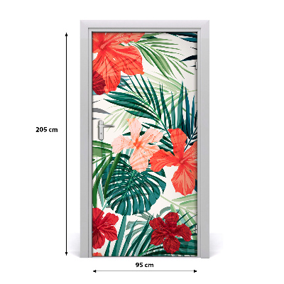 Self-adhesive door veneer Hawaiian flowers