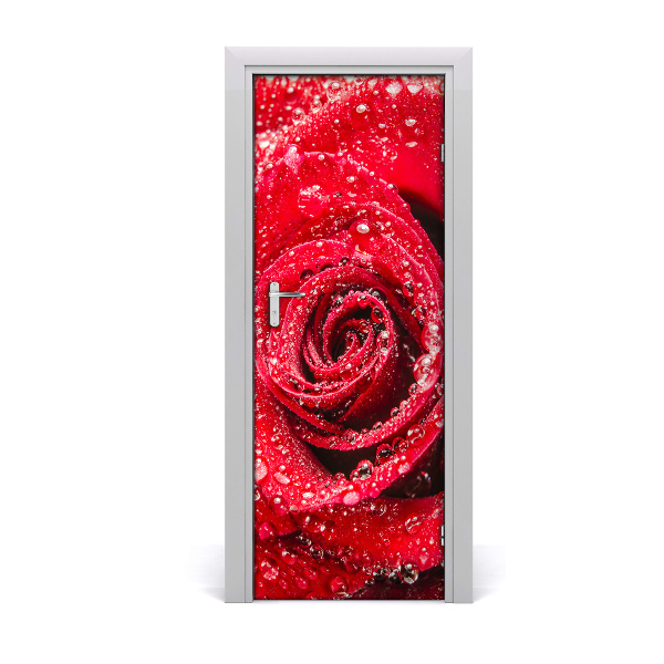 Self-adhesive door sticker Red rose