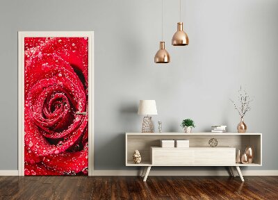 Self-adhesive door sticker Red rose