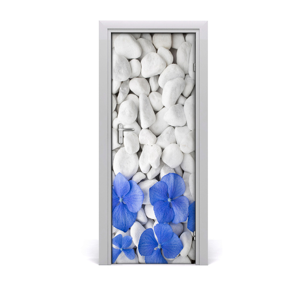 Self-adhesive door sticker Hydrangea stones