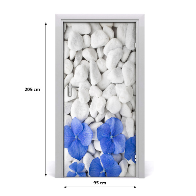 Self-adhesive door sticker Hydrangea stones