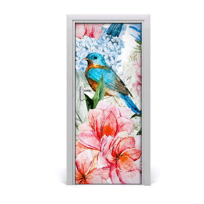 Self-adhesive door veneer Flowers and birds