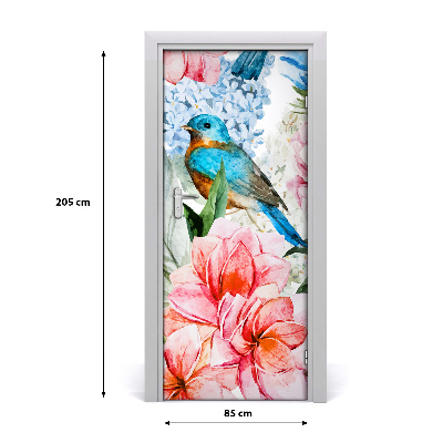 Self-adhesive door veneer Flowers and birds